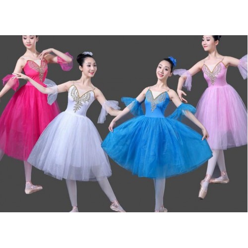 White ballet dress for women female stage performance competition party celebration film cosplay tutu modern dance dresses